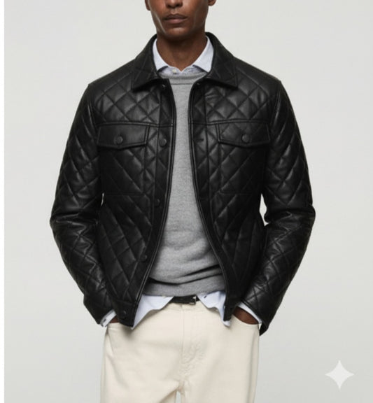 Diamond Quilt Leather Jacket